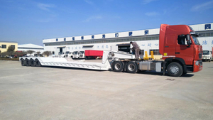 Flat Container Extendable Tri Axle Low Bed Trailer